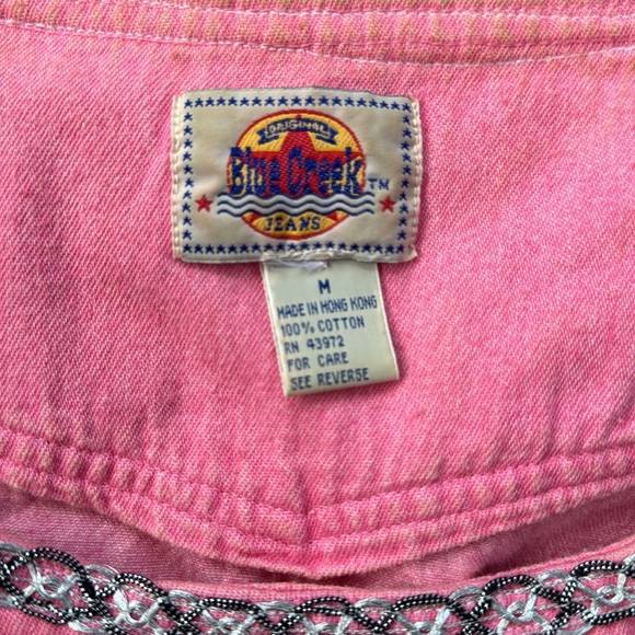 Vintage Blue Creek Denim Bedazzled Wrap Top Pink Medium - Picture 5 of 7